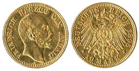 Anhalt - J 180 - 1896 A  - Friedrich (1871 - 1904) - 10 Mark - ss+