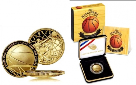 USA - 2020 W - Basketball - Hall of Fame - 5 Dollars - PP im Originalbox mit Zertifikat