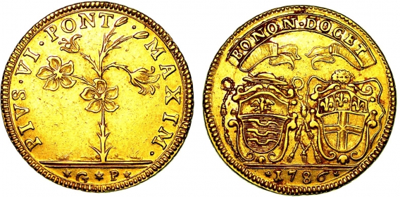 Vatikan - 1786 - Papst Pius VI. / Giovanni Angello Braschi (1775-1799) - 2 Doppia - vz