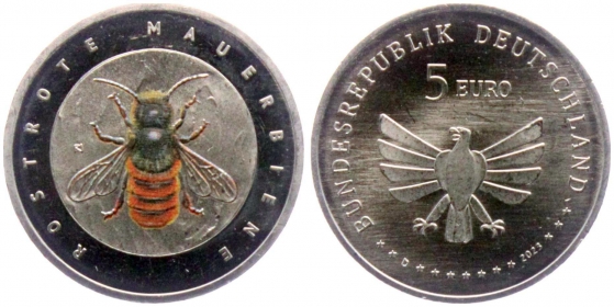 BRD - 2023 - Rostrote Mauerbiene - Serie: Wunderwelt Insekten - 5 Euro - bfr.