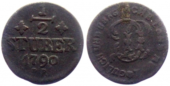 Jülich-Berg - 1790 PR - Karl Theodor (1742-1799) - 1/2 Stüber - s-ss