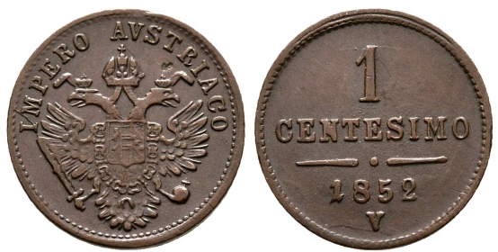 Österreich - Ungarn - Venedig - Haus Habsburg - 1852 V - Franz Joseph I. (1848-1916) - 1 Centesimo - vz-st