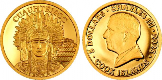 Cook-Insekn - 2025 - Charles III. (seit 2022) -  Aztekenpriester - 5 Dollars - PP