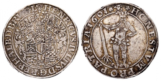 Braunschweig-Lüneburg-Wolfenbüttel - 1601 - Heinrich Julius (1589-1613) - Reichstaler - der Wilde Mann mit Tanne - ss-vz