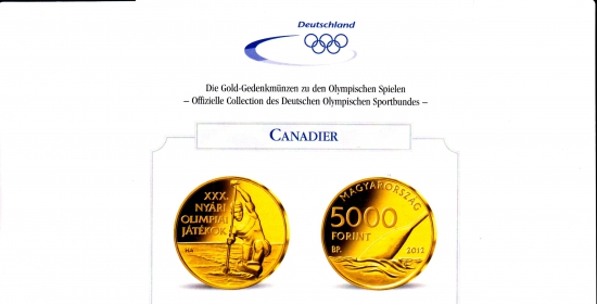 Ungarn - 2012 - Olympische Spiele - Kanadier - 5000 Forint - PP mit Echtheitszertifikat
