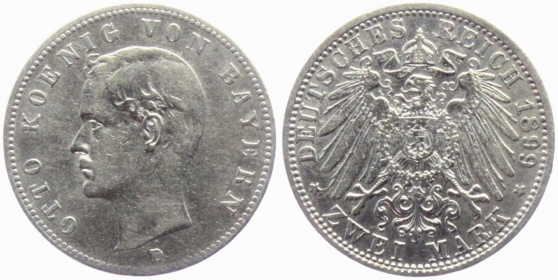 Bayern - J 45 - 1899 D - König Otto (1886-1913) - 2 Mark - ss-vz
