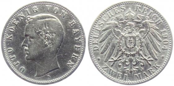 Bayern - J 45 - 1904 D - König Otto (1886-1913) - 2 Mark - ss