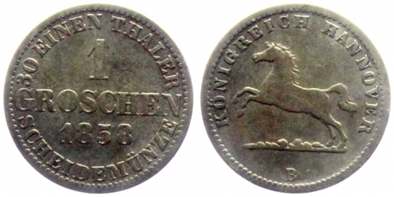 Hannover - 1858 B - Georg V. (1851-1866) - 1 Groschen - vz