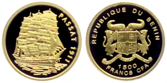Benin - o.J. - Segelschiff Passat 1911 - 1500 Francs - PP