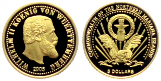 Marianen - 2005 - König Wilhelm II. von Württemberg - 5 Dollars - PP