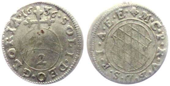 Bayern - 1636 - Kurfürst Maximilian I. (1598-1651) - 2 Kreuzer - 1/2 Batzen - ss