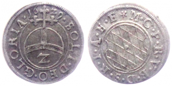 Bayern - 1629 - Kurfürst Maximilian I. (1598-1651) - 2 Kreuzer - 1/2 Batzen - vz-st