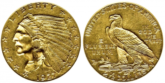 USA - 1927 - Indian Head - Quarter Eagel - 2,5 Dollars - vz