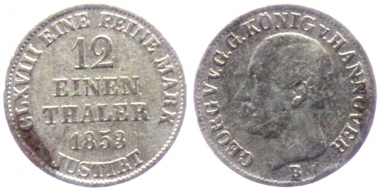 Hannover - 1853 B - Georg V. (1851-1866) - 1/12 Taler - f.ss