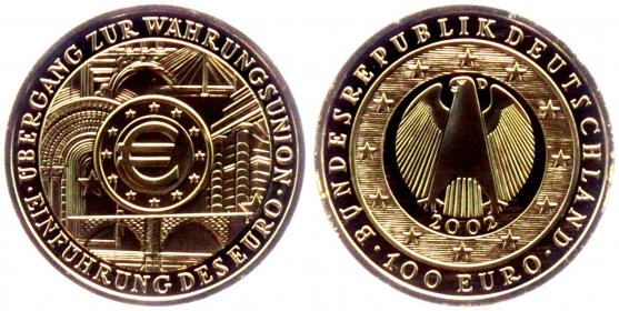 BRD - 2002 D - Währungsunion - 100 Euro - st in Box