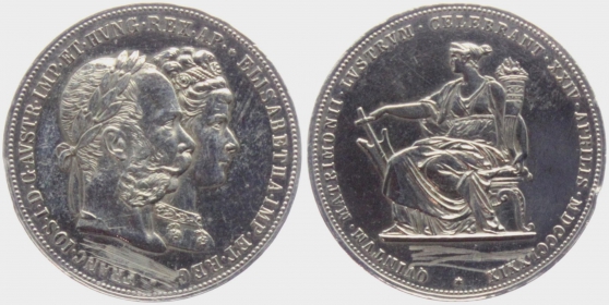 Österreich - Ungarn - 1879 - Silberhochzeit - Kaiser Franz Joseph I. mit Elisabeth - Doppelgulden - ss-vz
