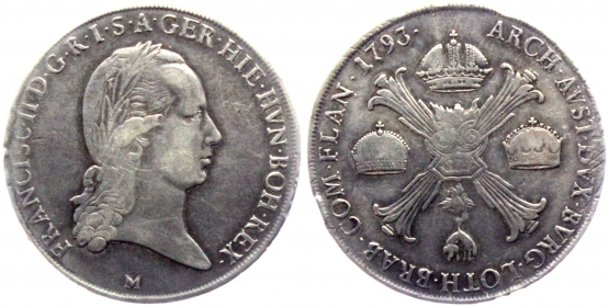 Österreich-Niederlande - 1793 M - Franz I.(II.) (1792-1835) - Kronentaler - f.vz