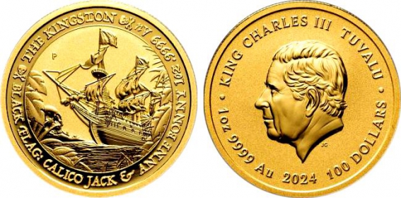 Tuvalu - 2024 - Black Flag Serie - The Kingston - Charles III. (seit 2022) - 100 Dollars - st in Box