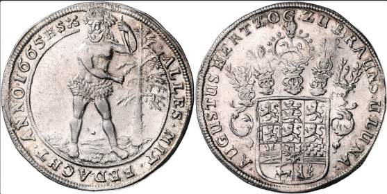 Braunschweig-Wolfenbüttel - 1665 HS - Wilder Mann - August der Jüngere (1635-1666) - Taler - f.vz