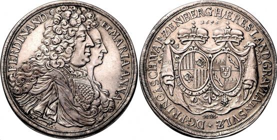 Schwarzenberg - 1696 - Ferdinand Wilhelm Eusebius (1683-1703) - Hochzeit - Taler - vz min. RF