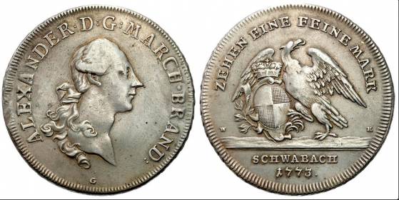 Brandenburg-Ansbach - 1773 G - Karl Alexander 81757-1791) - Taler - vz