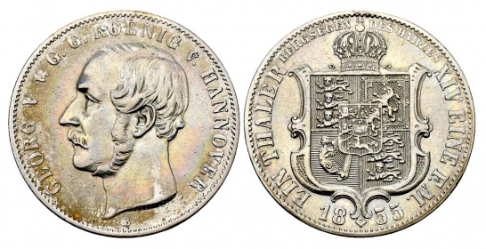 Braunschweig-Calenberg-Hannover - 1855 B - Georg V. (1851-1866) - Taler - f.vz