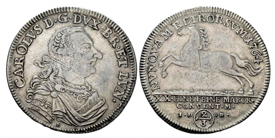 Braunschweig-Wolfenbüttel - 1764 E - Karl I. (1735-1780) - 2/3 Taler - ss