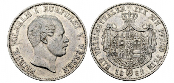 Hessen-Kassel - 1862 - Friedrich Wilhelm I. (1847-1866) - Taler - ss+