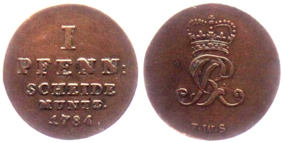 Braunschweig-Calenberg-Hannover - 1784 IWS- Georg III. (1760-1814) - 1 Pfennig - vz