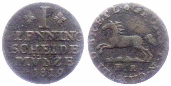 Braunschweig-Wolfenbüttel - 1819 FR - Karl II. (1815 - 1830) - 1 Pfennig - s-ss