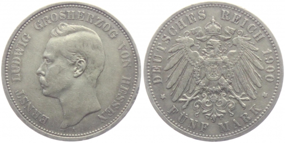 Hessen - J 73 - 1900 A - Ernst Ludwig (1892-1918) - 5 Mark - f.vz
