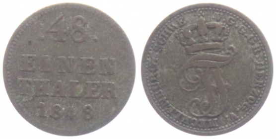 Mecklenburg-Schwerin - 1848 - Friedrich Franz II. (1842-1883) - 1/48 Taler - ss-vz