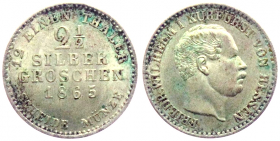 Hessen-Kassel - 1865 - Friedrich Wilhelm I. (1847-1866) - 2,5 Silbergroschen - st
