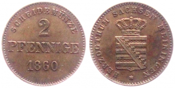 Sachsen-Meiningen - 1860 - Bernhard Erich Freund (1803-1866) - 2 Pfennig - st
