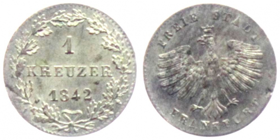 Frankfurt - 1842 - 1 Kreuzer - st min Rf
