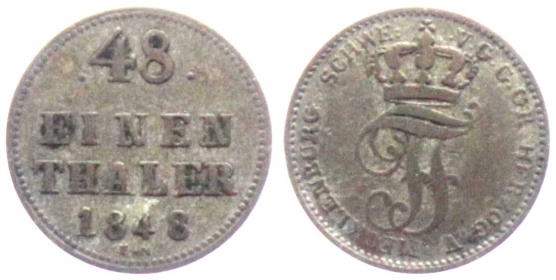 Mecklenburg-Schwerin - 1848 - Friedrich Franz II. (1842-1883) - 1/48 Taler - vz