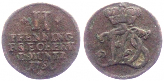 Sachsen-Weimar-Eisenach - 1750 - Friedrich III. von Gotha-Altenburg als Vormund (1749-1755) - 2 Pfennig - s-ss