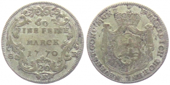 Hohenlohe-Neuenstein-Öhringen - 1770 SR - Ludwig Friedrich Karl (1765-1805) - 20 Kreuzer - s-ss