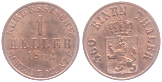 Hessen-Kassel - 1862 - Friedrich Wilhelm I. (1847-1866) - 1 Heller - st
