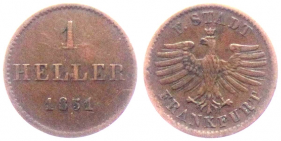 Frankfurt - 1851 - 1 Heller - vz