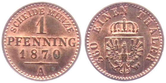 Preussen - 1870 A - Wilhelm I. (1861-1888) - 1 Pfennig - st