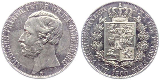 Oldenburg - 1860 B - Nicolaus Friedrich Peter (1853-1900) - Taler - ss+