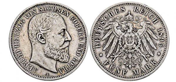 Sachsen-Coburg-Gotha - J 146 - 1875 A - Alfred (1893-1900) - 5 Mark - ss-vz