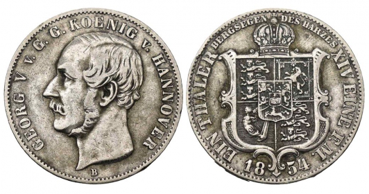 Hannover - 1854 B - Georg V. (1851-1866) - Ausbeutetaler - ss