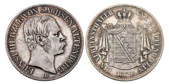 Sachsen-Altenburg - 1869 B - Ernst (1853-1908) - Taler - f.vz