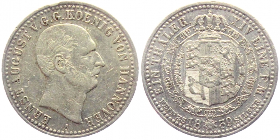 Braunschweig-Calenberg-Hannover - 1839 A - Ernst August I. (1837-1851) - Taler - ss-vz
