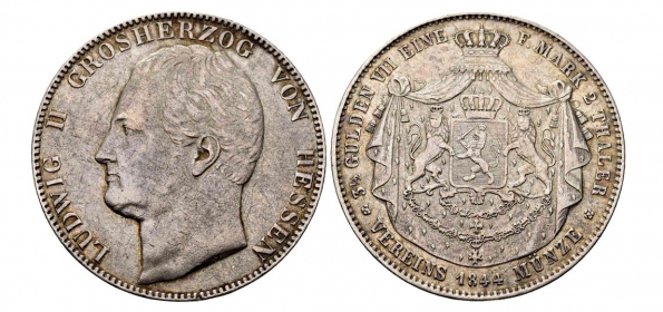 Hessen-Darmstadt - 1844 - Ludwig II. (1830-1848) - Doppeltaler - f.vz