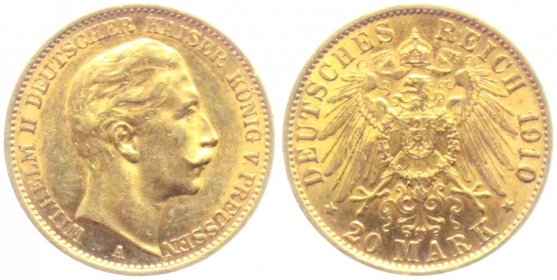 Preussen - J 252 - 1910 A - Wilhelm II. (1888-1918) - 20 Mark - ss-vz