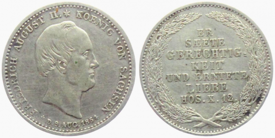Sachsen - 1854 - Friedrich August II. (1836-1854) - Auf seinen Tod - 1/6 Taler - vz