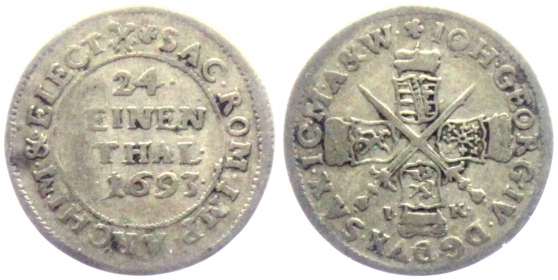 Sachsen- 1693 IK - Johann Georg IV. (1691-1694) - 1/12 Taler - ss